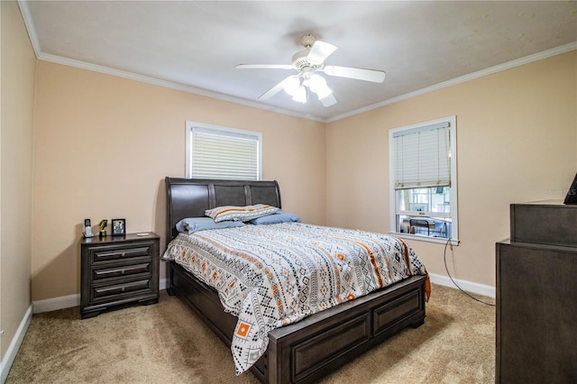 422 E Belmar St, Lakeland, FL 33803 - carpeted bedroom featuring crown molding, baseboards, and ceiling fan