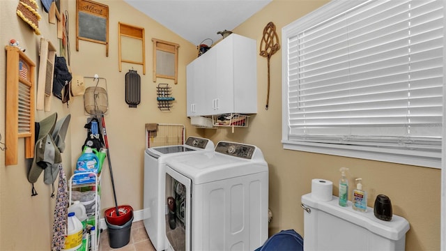 410 S Broadway Ave, Bartow, FL 33830 - laundry room featuring independent washer and dryer, cabinet space, and tile patterned floors