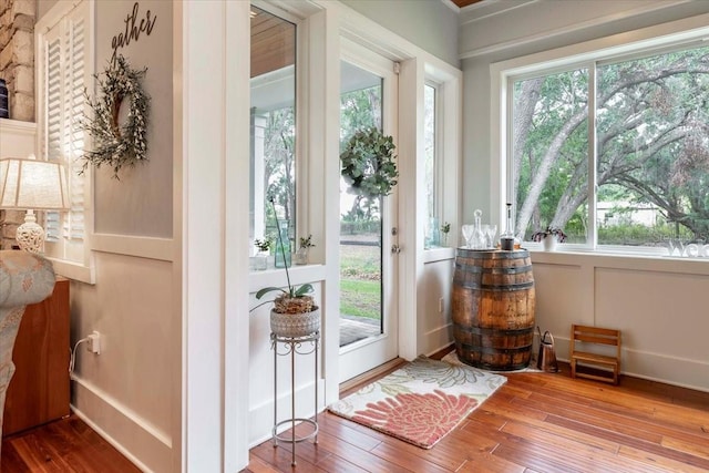 doorway to outside featuring hardwood / wood-style floors
