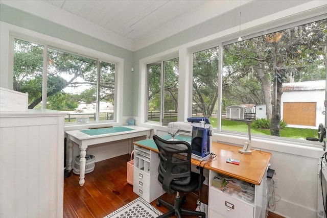 office with wood finished floors