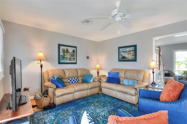 4116 4th Ave NE, Bradenton, FL 34208 - living area featuring ceiling fan and visible vents