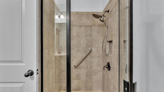 bathroom with a stall shower