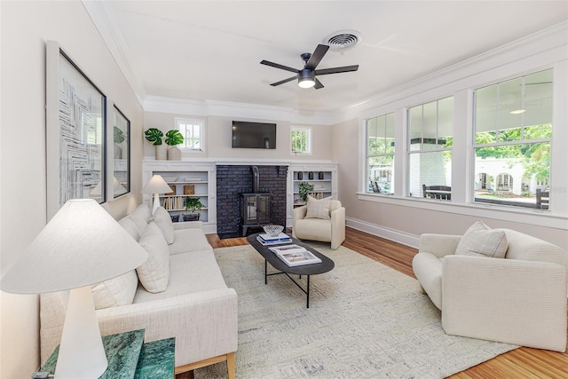 746 Mississippi Ave, Lakeland, FL 33801 - living room with a ceiling fan, crown molding, and plenty of natural light