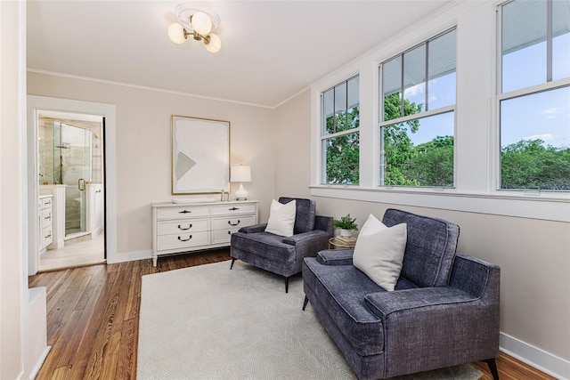 746 Mississippi Ave, Lakeland, FL 33801 - living area featuring ornamental molding, dark wood finished floors, and baseboards