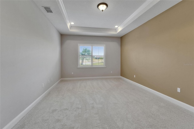 1295 Osprey Landing Dr, Lakeland, FL 33813 - unfurnished room featuring baseboards, visible vents, a raised ceiling, and light colored carpet