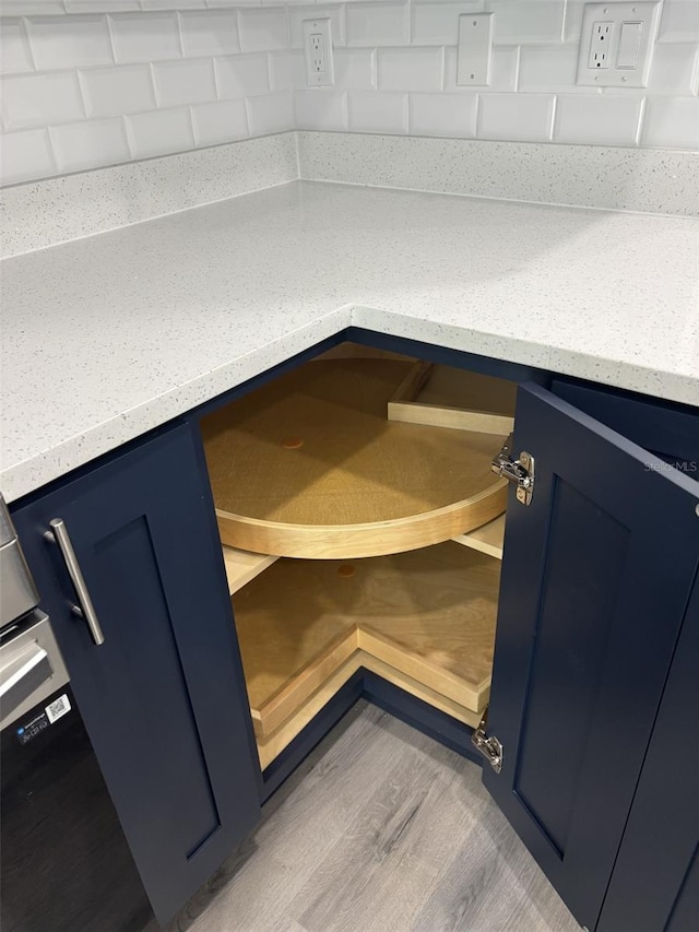 details featuring blue cabinets