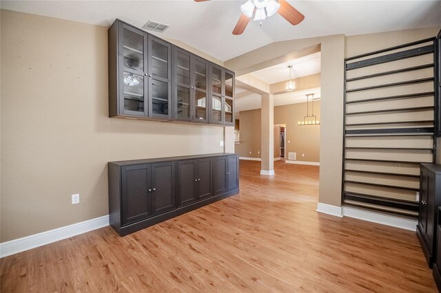 2933 Blackwater Oaks Dr, Mulberry, FL 33860 - empty room featuring visible vents, ceiling fan, light wood finished floors, and baseboards