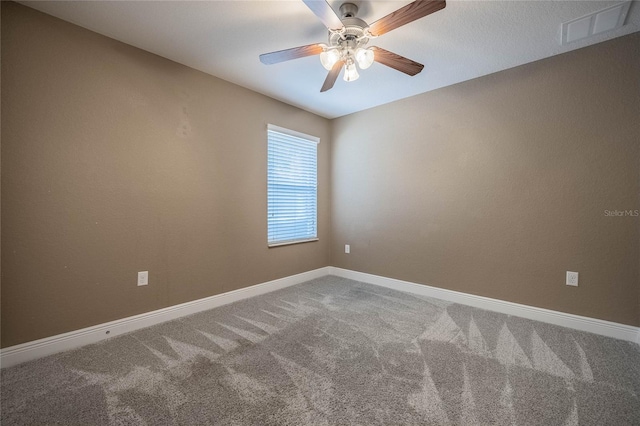 2933 Blackwater Oaks Dr, Mulberry, FL 33860 - carpeted spare room with a ceiling fan, visible vents, and baseboards