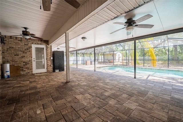 2933 Blackwater Oaks Dr, Mulberry, FL 33860 - pool featuring a patio, ceiling fan, and a lanai