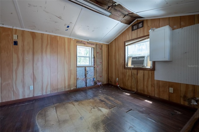 2933 Blackwater Oaks Dr, Mulberry, FL 33860 - empty room with lofted ceiling, a wealth of natural light, hardwood / wood-style flooring, and cooling unit
