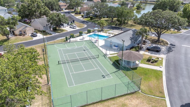 aerial view with a residential view