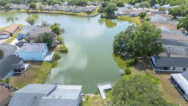 bird's eye view with a water view and a residential view