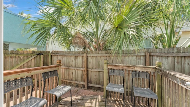 deck featuring fence