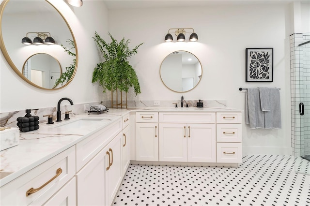527 W Park St, Lakeland, FL 33803 - bathroom with double vanity and a tile shower