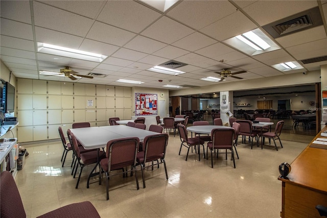 4976 Pleasant Hollow Trl, Lakeland, FL 33811 - dining room with visible vents, a paneled ceiling, and ceiling fan