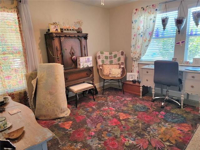 home office featuring carpet floors