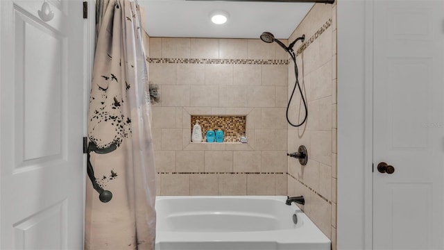bathroom featuring shower / bath combination with curtain