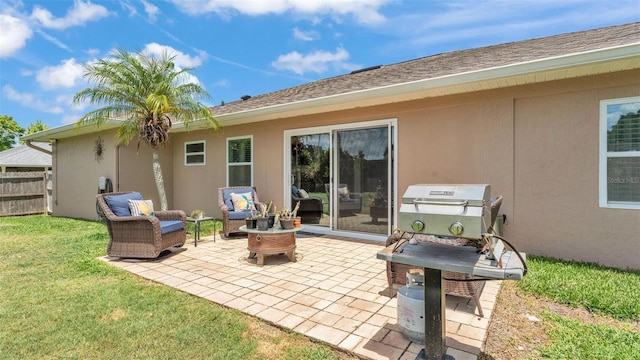 view of patio featuring fence