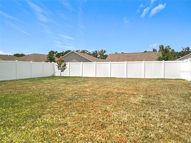 view of yard featuring a fenced backyard