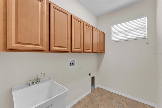 3592 Prescott Loop, Lakeland, FL 33810 - laundry area with cabinet space, a sink, hookup for a washing machine, electric dryer hookup, and baseboards