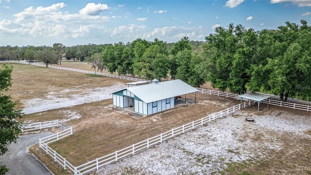 bird's eye view with a rural view