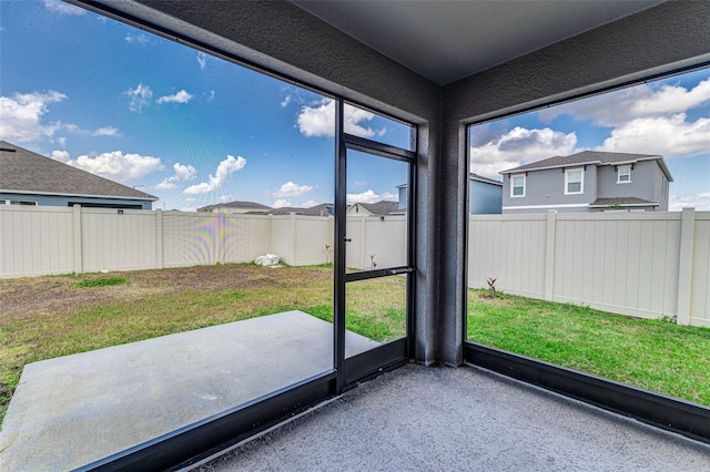 view of unfurnished sunroom