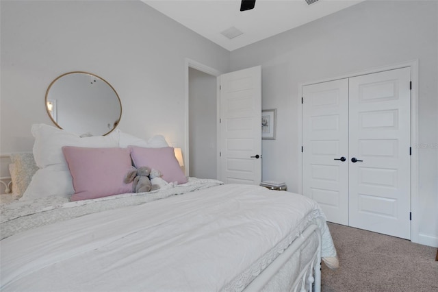 2551 Delphi Woods Cir, Lakeland, FL 33812 - bedroom featuring carpet flooring, a closet, and a ceiling fan
