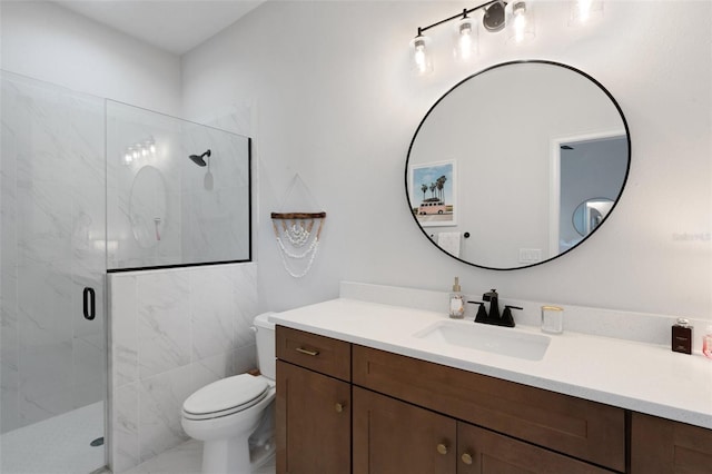 2551 Delphi Woods Cir, Lakeland, FL 33812 - full bathroom featuring a shower stall, toilet, and vanity