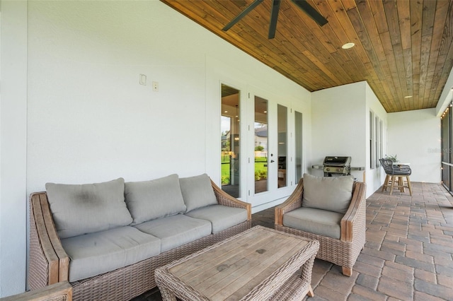 2551 Delphi Woods Cir, Lakeland, FL 33812 - view of patio / terrace with an outdoor living space, french doors, and a grill