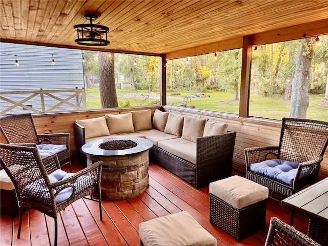5619 Antler Trl, Lakeland, FL 33811 - sunroom with an outdoor living space with a fire pit