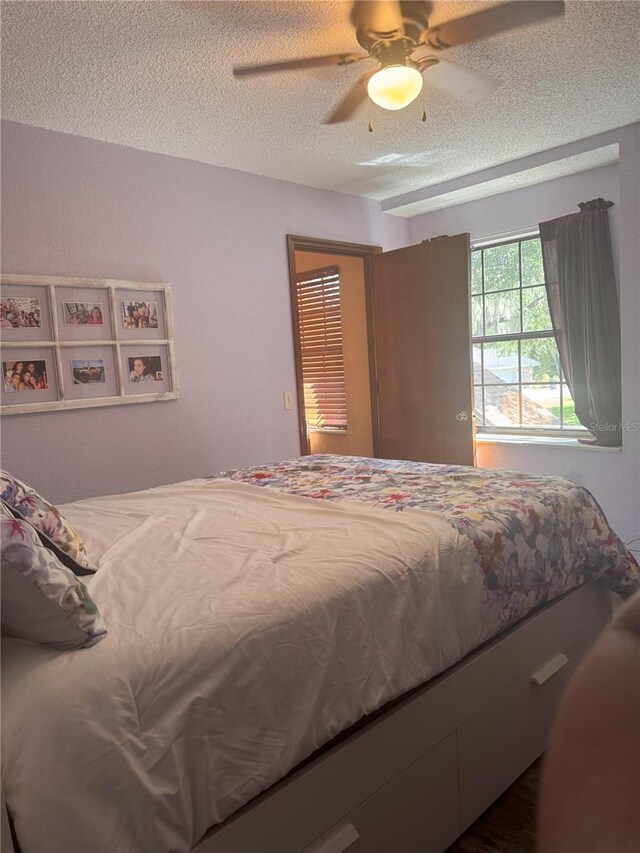 5619 Antler Trl, Lakeland, FL 33811 - bedroom with ceiling fan and a textured ceiling
