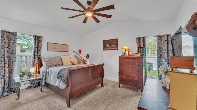 242 Kings Pond Ave SW, Winter Haven, FL 33880 - bedroom with vaulted ceiling, ceiling fan, and baseboards