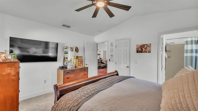 242 Kings Pond Ave SW, Winter Haven, FL 33880 - carpeted bedroom featuring lofted ceiling, baseboards, and a ceiling fan