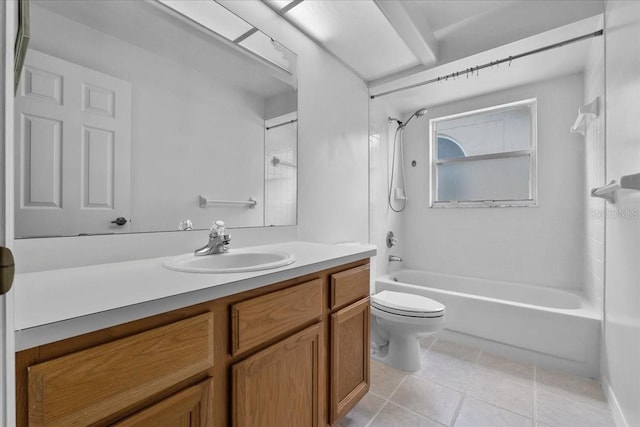 6086 Swallow Dr, Lakeland, FL 33809 - full bath with vanity, washtub / shower combination, toilet, and tile patterned floors