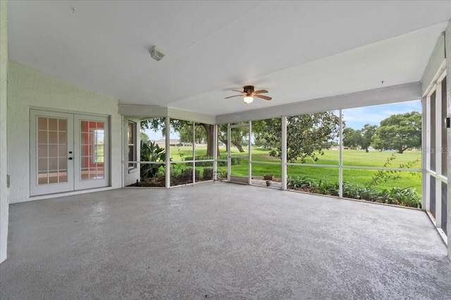 6086 Swallow Dr, Lakeland, FL 33809 - unfurnished sunroom with french doors and ceiling fan