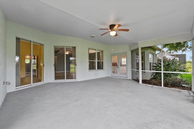 6086 Swallow Dr, Lakeland, FL 33809 - unfurnished sunroom with french doors and a ceiling fan