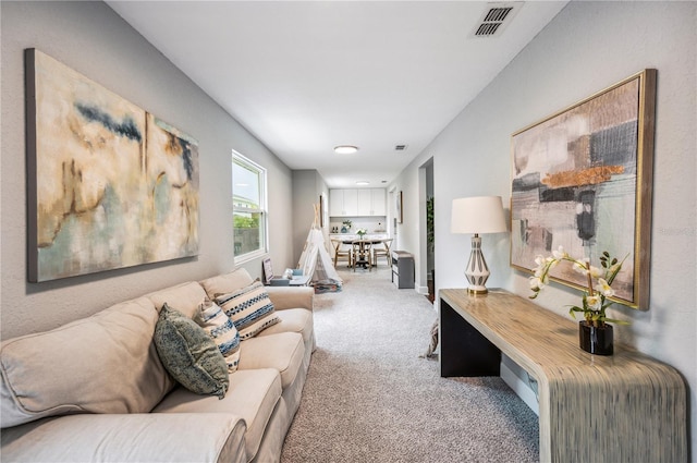 view of carpeted living area
