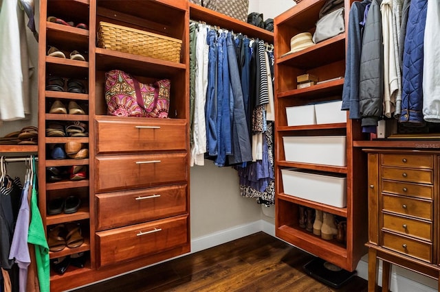 8909 N Campbell Rd, Lakeland, FL 33810 - walk in closet featuring dark wood finished floors