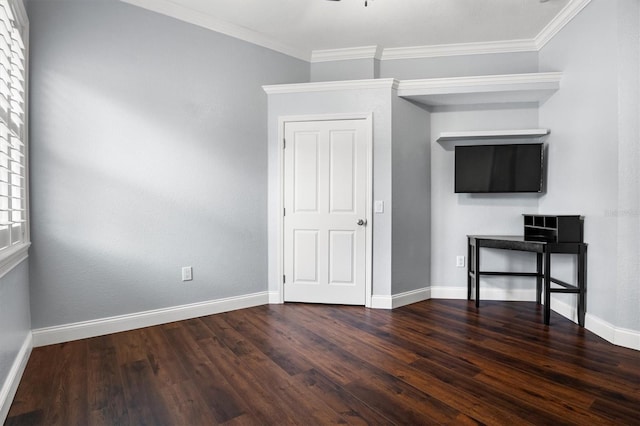8909 N Campbell Rd, Lakeland, FL 33810 - unfurnished living room with wood finished floors and crown molding