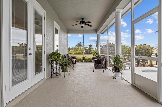 8909 N Campbell Rd, Lakeland, FL 33810 - sunroom / solarium with a ceiling fan and french doors