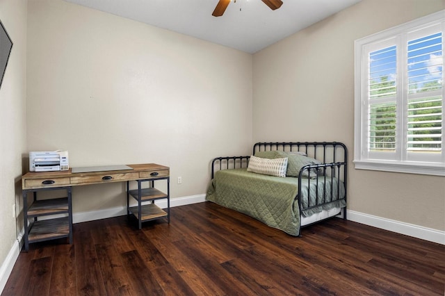 8909 N Campbell Rd, Lakeland, FL 33810 - bedroom with wood finished floors and ceiling fan