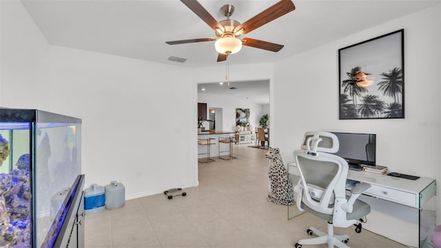 2991 Flying Blackbird Rd, Bartow, FL 33830 - office featuring a ceiling fan, tile patterned floors, and baseboards