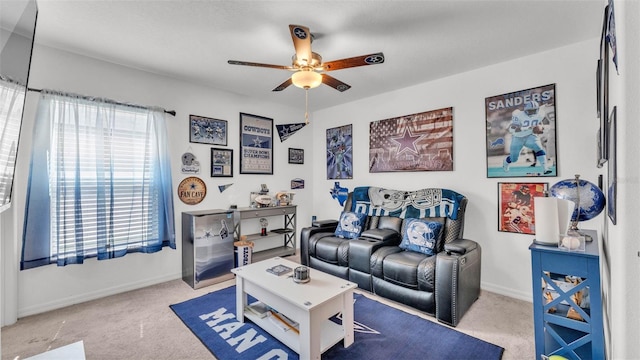 2991 Flying Blackbird Rd, Bartow, FL 33830 - carpeted living area with ceiling fan and baseboards