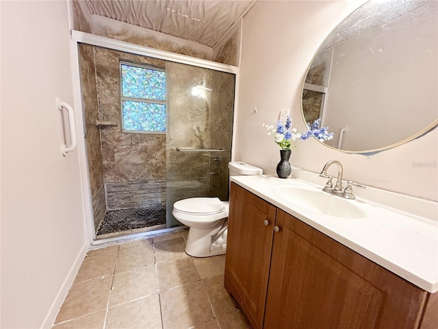 1160 Austin St, Bartow, FL 33830 - bathroom featuring toilet, a shower stall, vanity, and tile patterned flooring