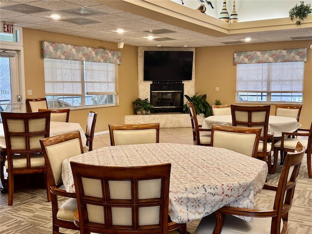 3798 N Chandler Dr, Hernando, FL 34442 - dining area featuring a fireplace and recessed lighting