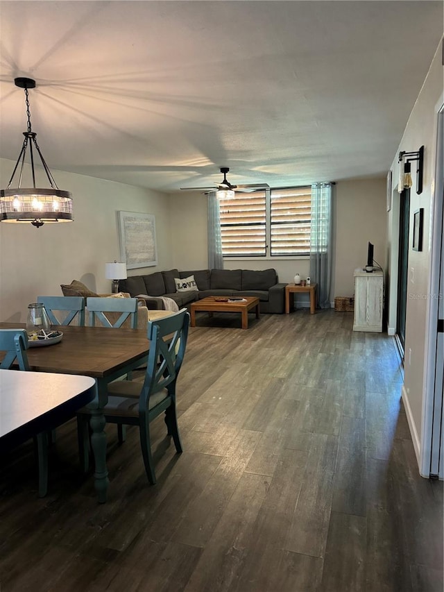 135 Wild Palm Dr, Bradenton, FL 34210 - dining space with dark wood finished floors and a ceiling fan