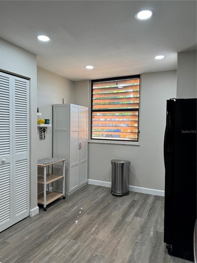 135 Wild Palm Dr, Bradenton, FL 34210 - kitchen featuring freestanding refrigerator, wood finished floors, baseboards, and recessed lighting
