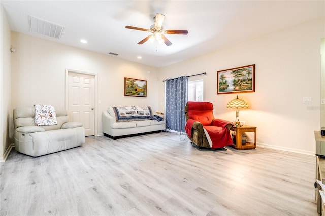 3281 Enclave Blvd, Mulberry, FL 33860 - sitting room with light wood finished floors, ceiling fan, baseboards, and recessed lighting