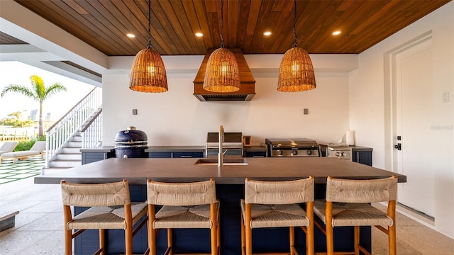 531 68th St, Holmes Beach, FL 34217 - dining room featuring wooden ceiling, recessed lighting, and stairs