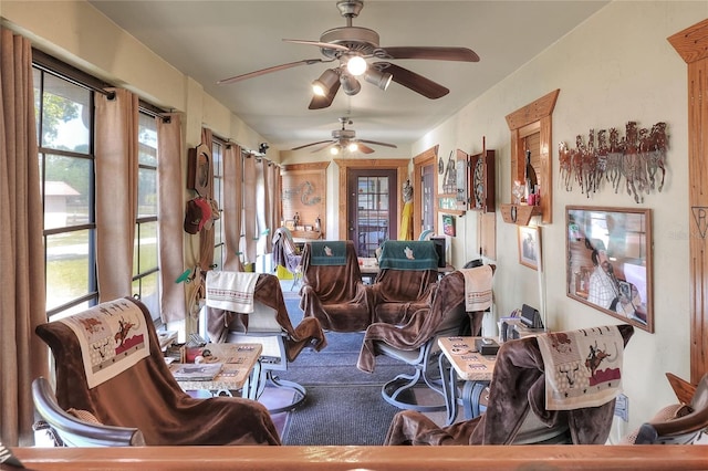 4404 Musket Dr, Lakeland, FL 33810 - living area featuring ceiling fan and carpet flooring